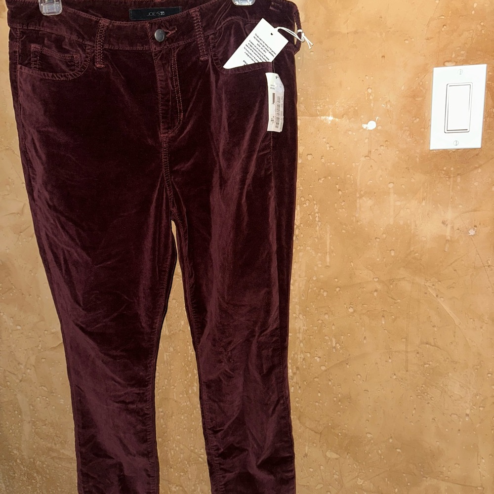Joes Velvet Burgundy Pants Size 31 Brand New